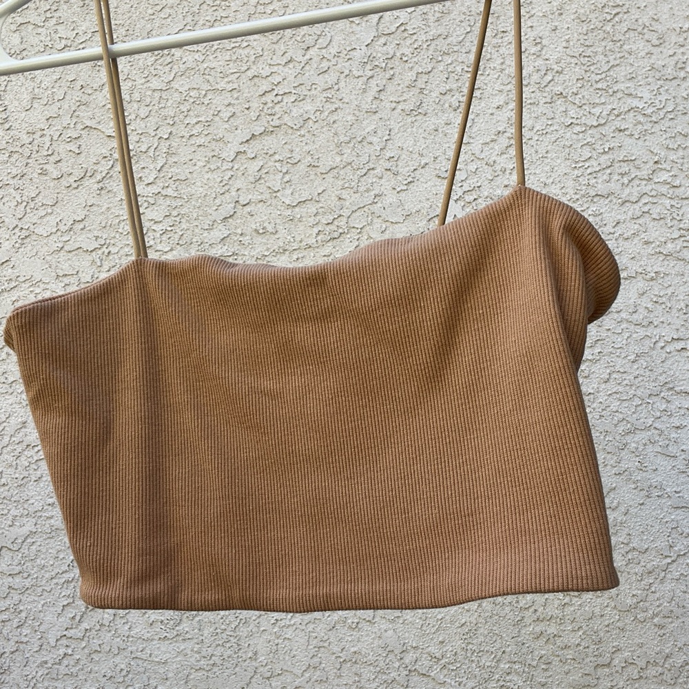 Tan/beige crop top spaghetti strap
